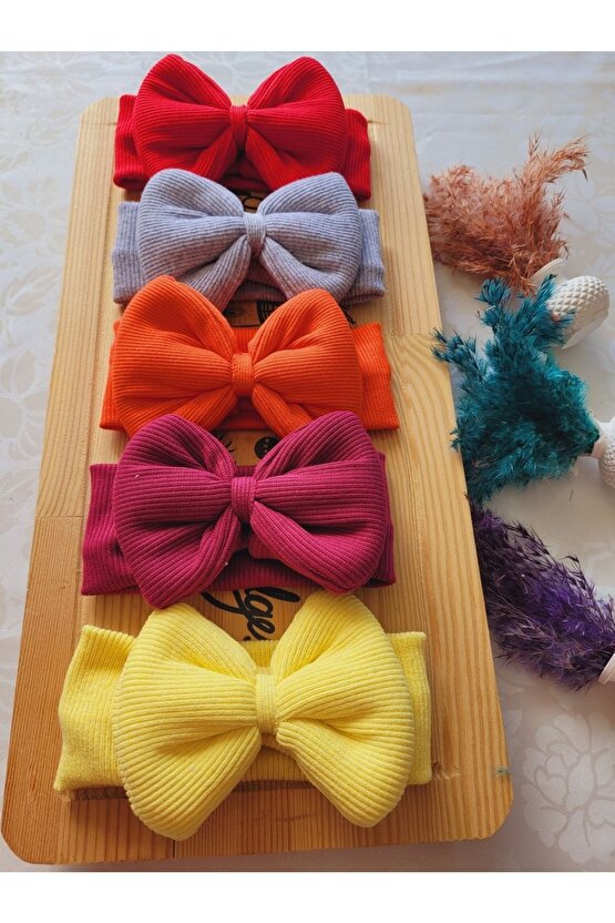 Kız Çocuk & Bebek Kaşkorse Fiyonklu Bandana 5li Set