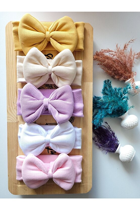 Kız Çocuk & Bebek Kaşkorse Fiyonklu Bandana 5li Set