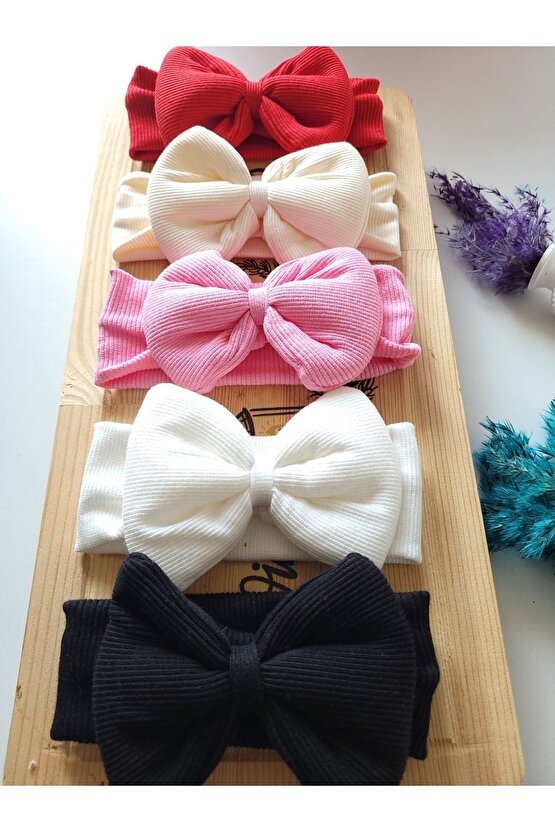 Kız Çocuk & Bebek Kaşkorse Fiyonklu Bandana 5li Set