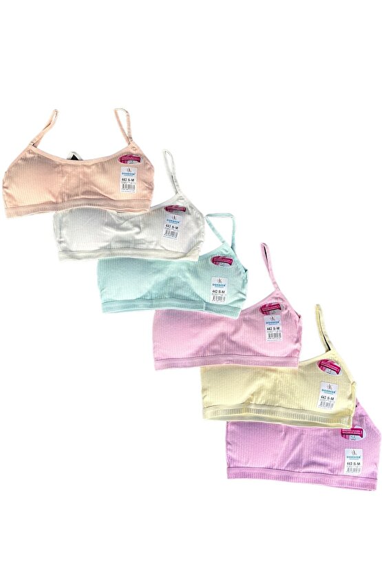 Kadın İp Askı Pedli Fitilli Büstiyer 6lı