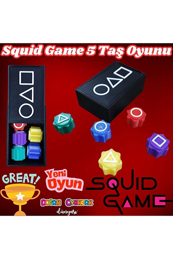 Squid Game 5 Taş Oyunu - Squid Game Oyunu - 5 Taş Oyunu Seti Kalamar Oyun Renkli Taş - Renkli 5 Taş