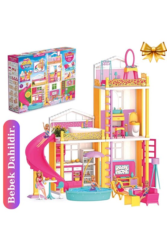 Lindanın Tatil Evi - Ev Oyuncak - Lindanın Tatil Ev Seti - Barbie Ev Seti - Rüya Evi - Oyun Evi