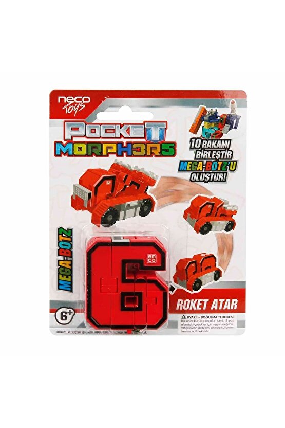 Pocket Morphers 6 Roket Atar - Roboto Dönüşen Sayılar - 6 Numara Robot - Transformers - Robot Sayı