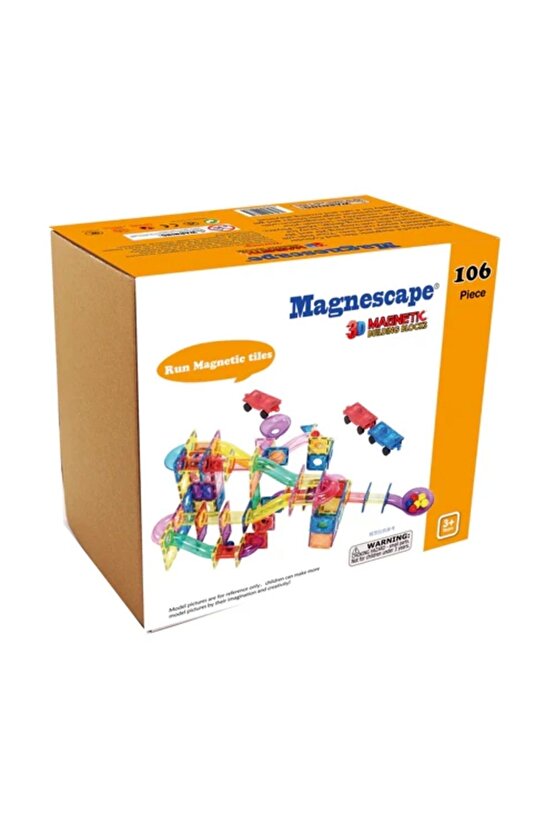 Orijinal Magnescape Magnetic Tiles 106 Parça - Magnetic Magical Magnet - Mıknatıslı Lego Magnescape