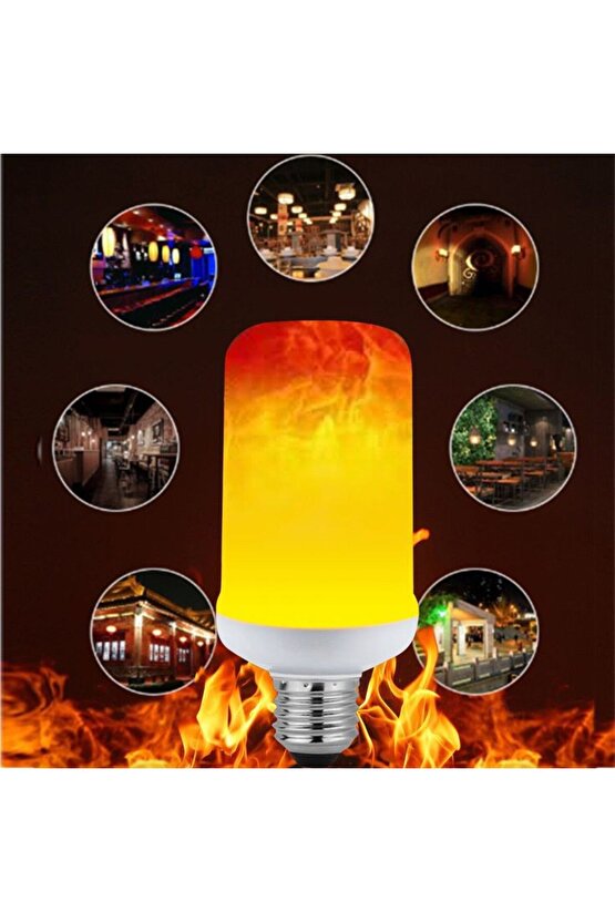 Prize Tak Çalıştır 3 Işık Modlu, Alev Efektli, 5 Watt, E27 Duy Led Ampul, Led Ampul ve Fişli Duy