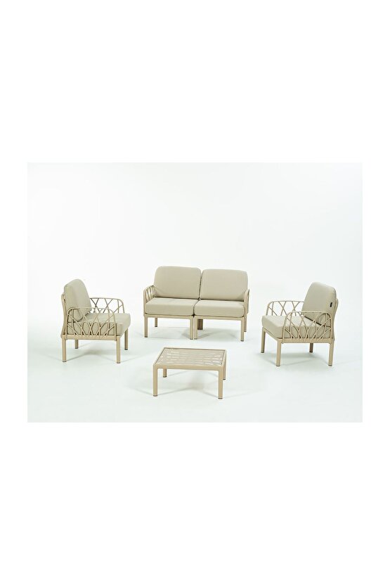 GARDA Sofa Set 2+1+1+Sehpa BEJ Minderli