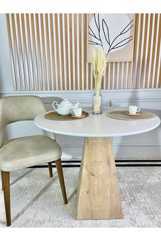 90 Cm Çam Ayaklı Ahşap Yemek Masası - Fungi Serisi - Çalışma Masası - Balkon Ve Kafe Masası