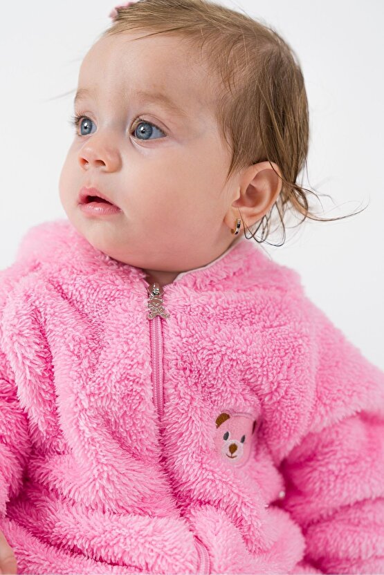 Welsoft Peluş Fermuarlı Kışlık Unisex Kız Erkek Bebek Uyku Tulumu Bebek Tulumu Çocuk Tulumu Kostümü