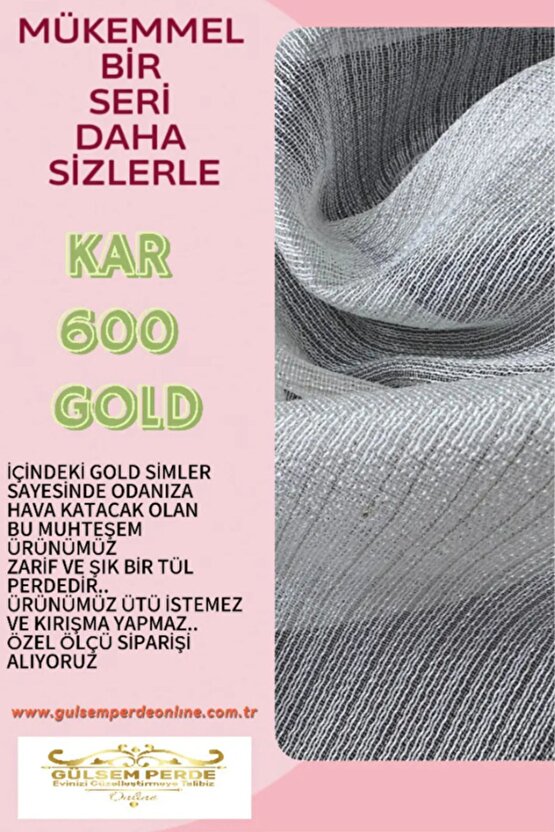 Kar 600 Gold Simli Tul 13 Pile Sik Pileli Gulsemperdeonlıne