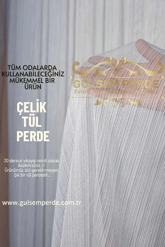 Brıllant Çelik Tül Perde Ekru 13 Sık Pile Videolu ( Zarif Akişli Ve Kirişmaz)