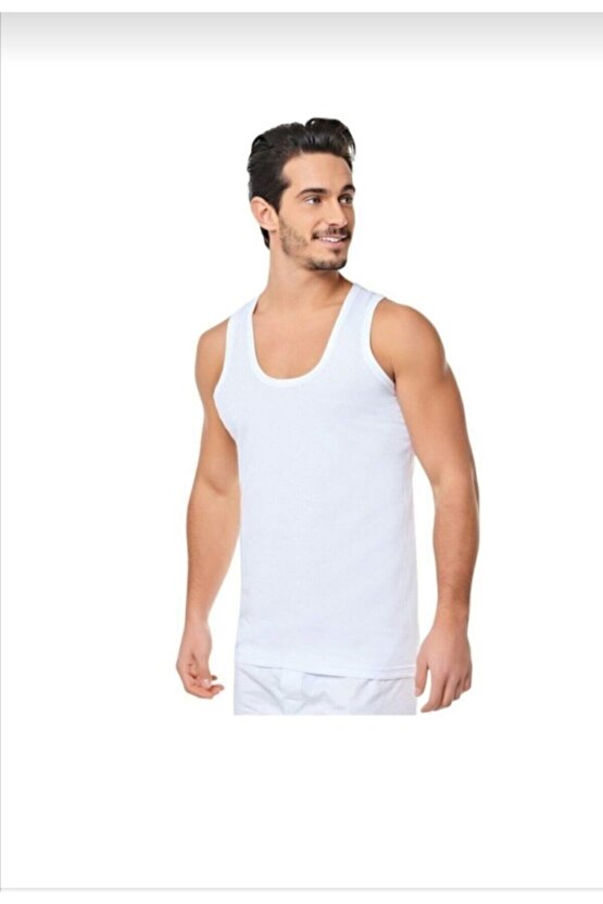 Erkek Beyaz 6lı Paket Klasik Penye Atlet Elf568s0001ccm6 ( Yıldızı)