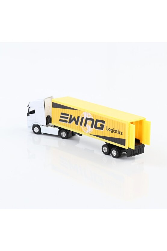 1:64 Ölçek Metal Kafalı Volvo Dorseli Tır Yaklaşık 30 Cm Beyaz