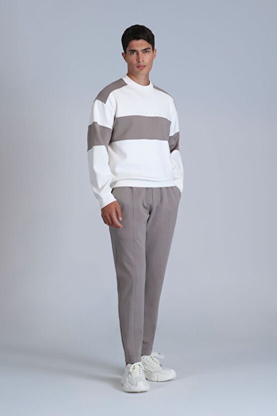 Pıeces Erkek Sweatshirt Kırık Beyaz