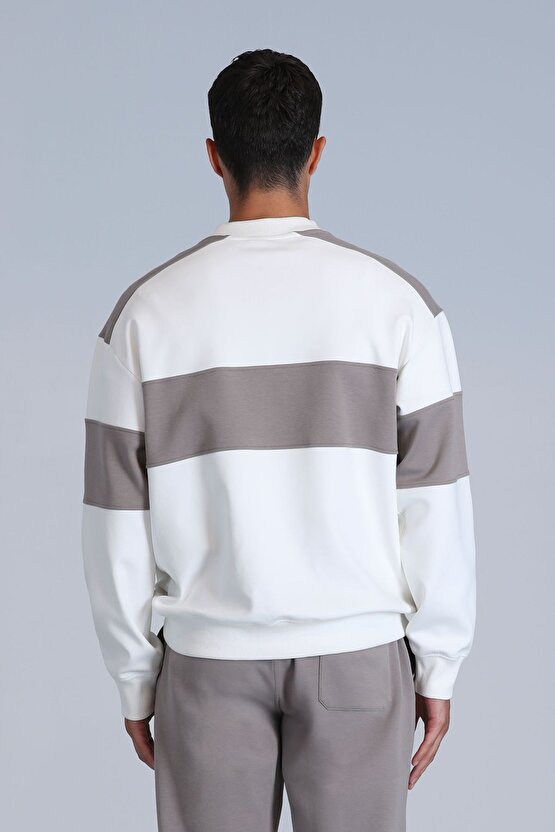 Pıeces Erkek Sweatshirt Kırık Beyaz