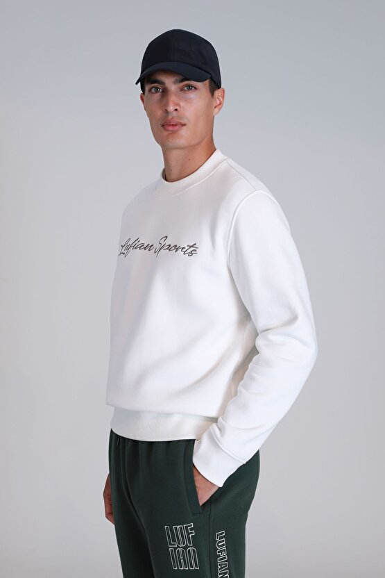 Loved Erkek Sweatshirt Kırık Beyaz