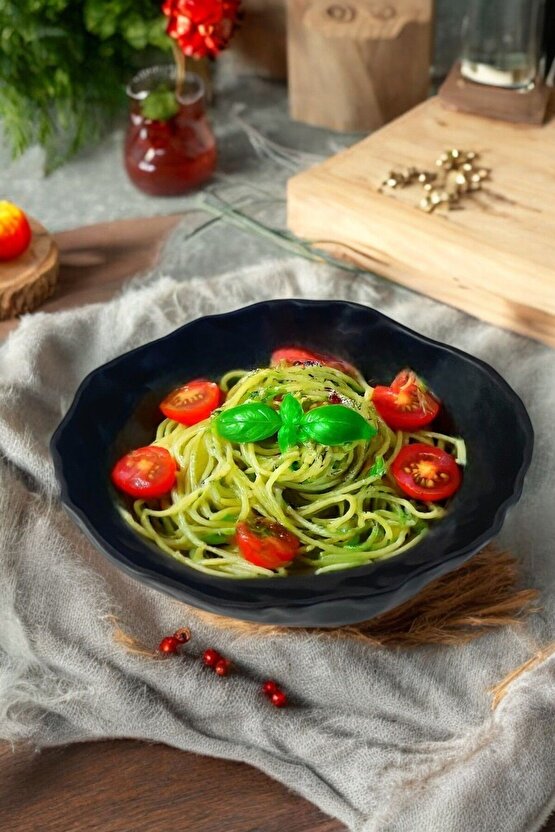Wood 26cm Porselen Çukur Salata ve Makarna Kase