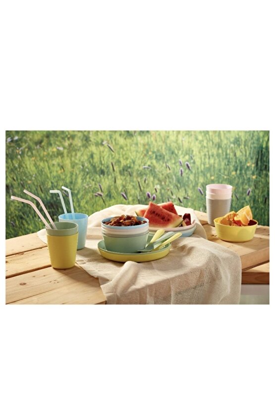 Çok Renkli Kalas Tabak Seti Pastel Tonlar 6 Adet 6 Parça 250 - 499 ml Plastik 20 cm Çerezlik
