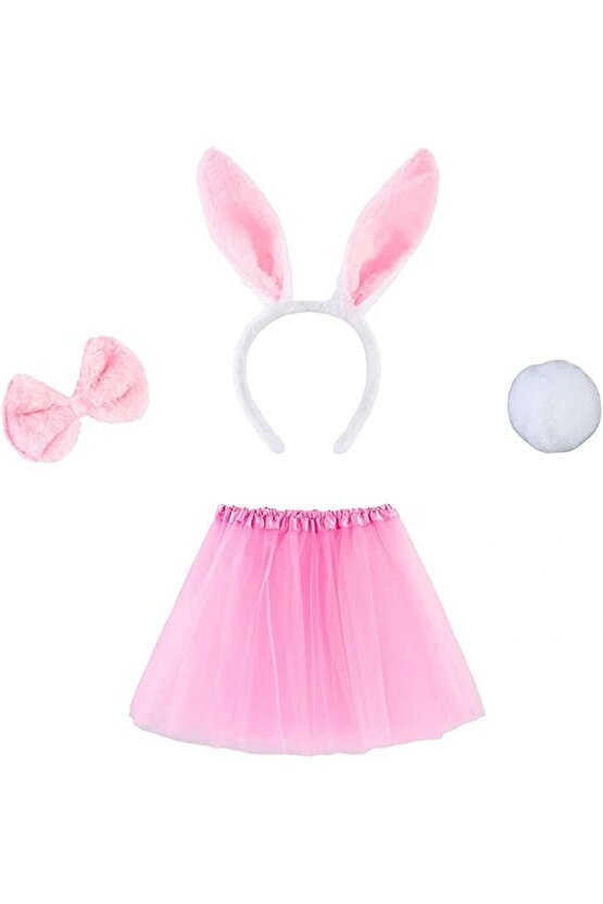 Nessiworld Tavşan Tacı Eteği Papyonu Ve Kuyruk Kostüm Seti Pembe Renk Çocuk Boy