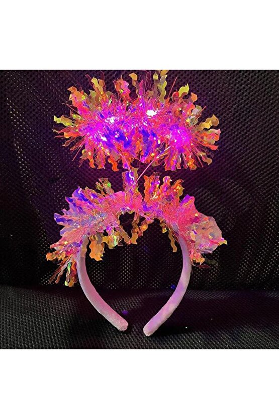Samur Parti Parti Aksesuar & Kostüm Pembe Renk Pembe Işıltılı Püsküllü Led Işıklı Parlak Hologramlı