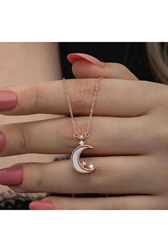 Himarry Gümüş Rose Ay Yıldız Kadın Kolye