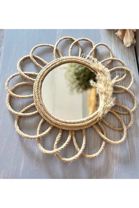 Wall Decoration Art Hasır Ayna Duvar Dekorasyon Ürünü Tekli