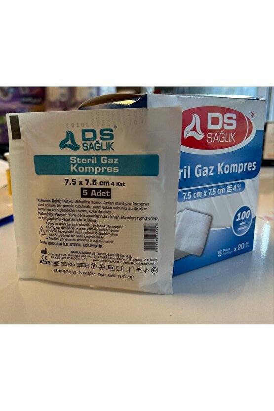 DS SAĞLIK STERİL GAZ KOMPRES 7,5CMX7,5CM 100 ADET
