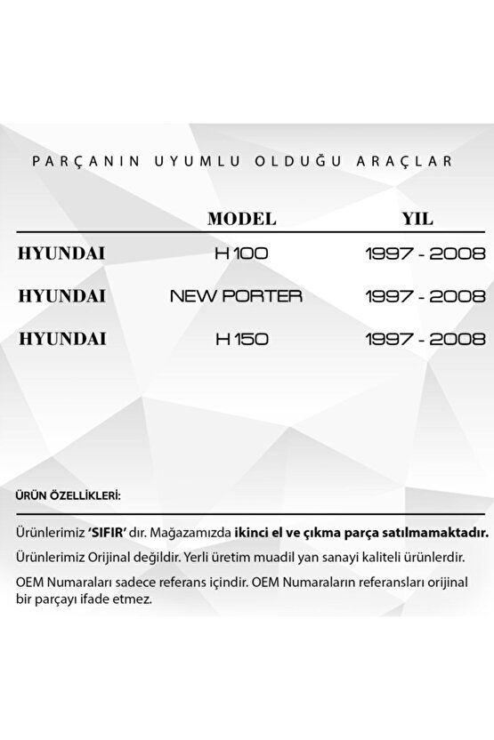 Hyundai H100, New Porter, H150 Için Ön Cam Su Fıskiye Memesi