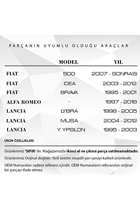 Fiat, Alfa Romeo Ve Lancia Için Motor Kaput Lastiği Vidası