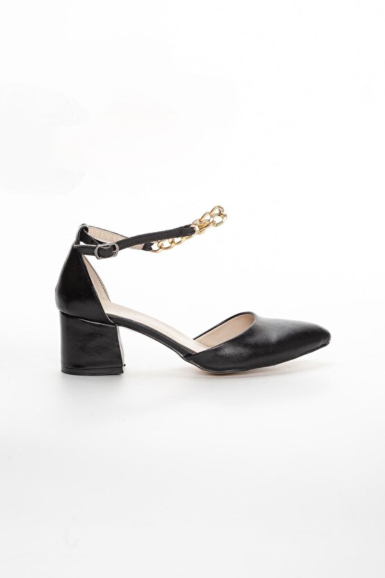 Zincirli Kısa Stiletto Siyah Mat