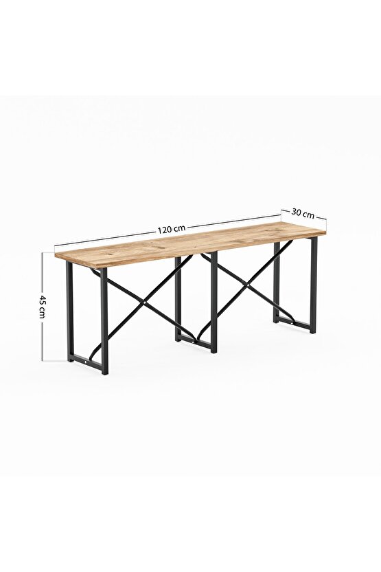 Masa Takımı Bench Bank Minderli Masa Seti 120x60 Mutfak ve Yemek Masası Füme 1564