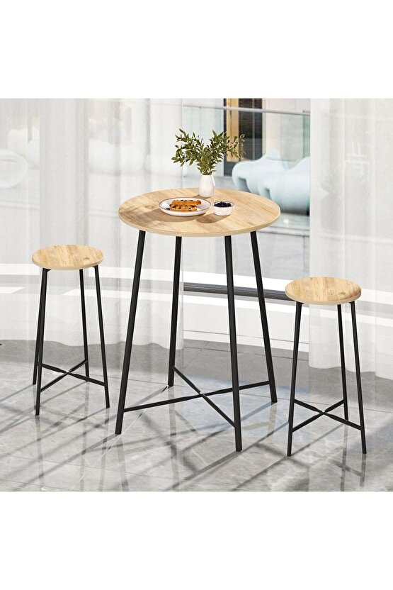 Oval 2 Kişilik Yemek Masası Bar Masası Mutfak Çam 1526