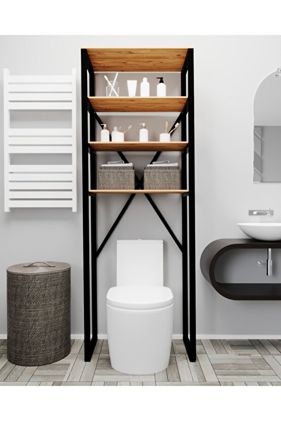 Klozet Üstü Düzenleyici Raf Banyo Düzenleyici Klozet Üstü Raf Banyo Raf Dolap Çam