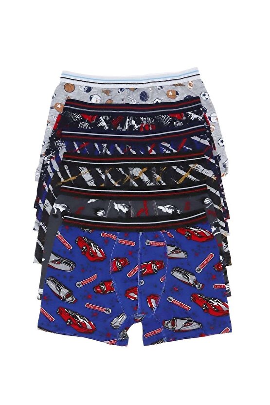 Aldeza 6lı Erkek Çocuk Renkli Desenli Boxer Külot Çocuk Baksır