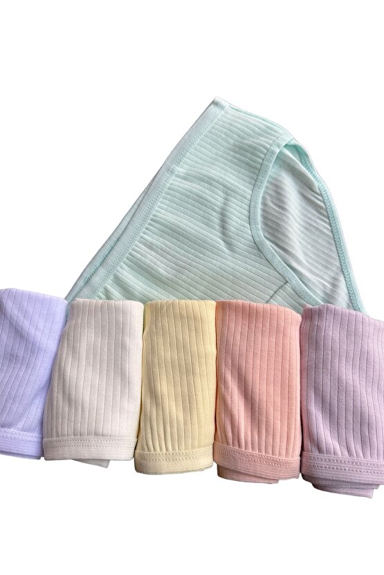 6lı Dondeza Kız Çocuk Pastel Renk Fitilli Pamuklu Külot (100 ADET LASTİK TOKA )