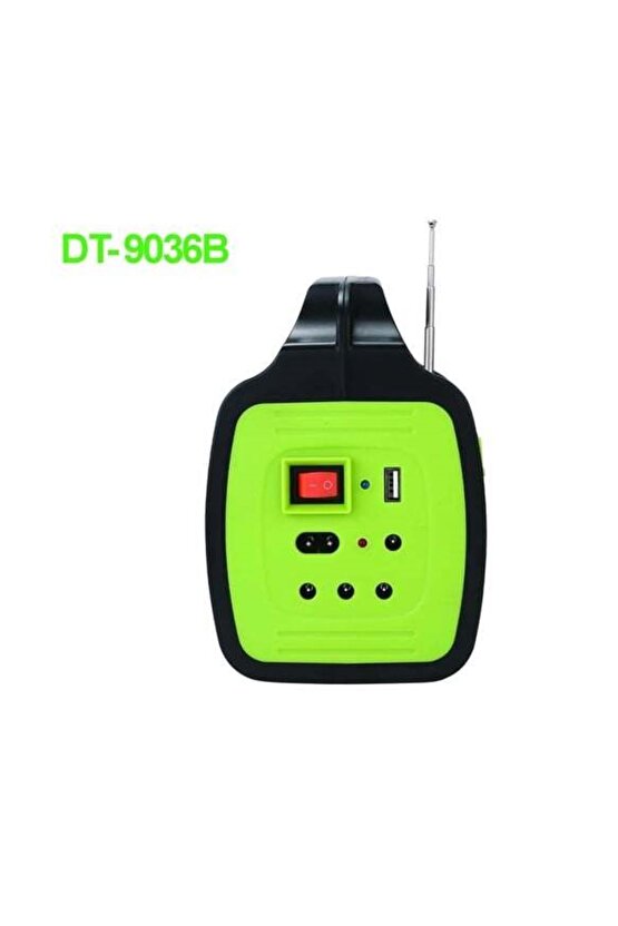 DT-9036 Solar Güneş Panelli Powerbank Mp3 Radyo Bluetooth Işıldak El Feneri