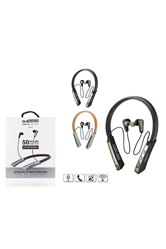 Ep99 Kablosuz Bluetooth Kulaklık Wıreless Stereo - Boyun Askılı Deri Sporcu Kulaklığı Super Bass