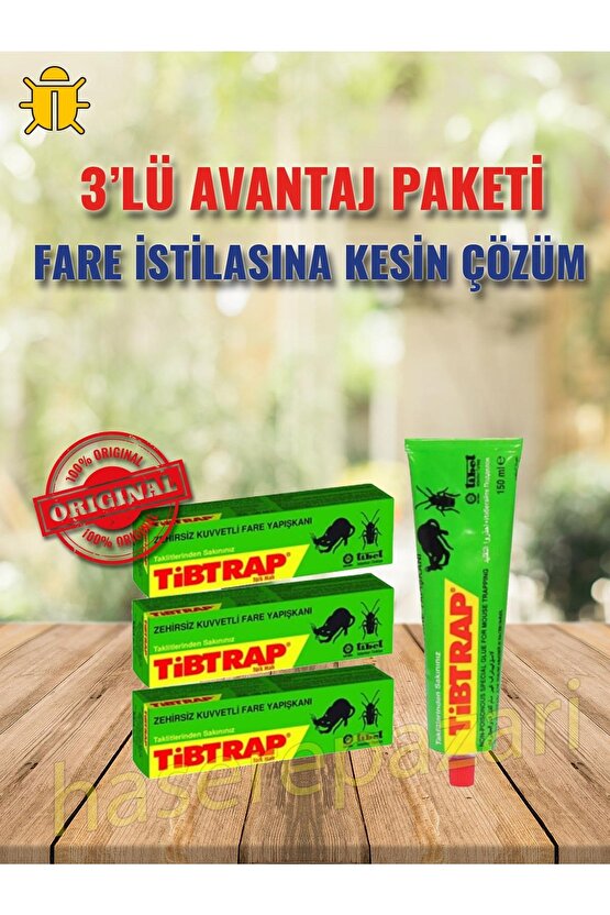 TibTrap Zehirsiz Kuvvetli Fare Yapışkanı 3lü Avantaj Paketi