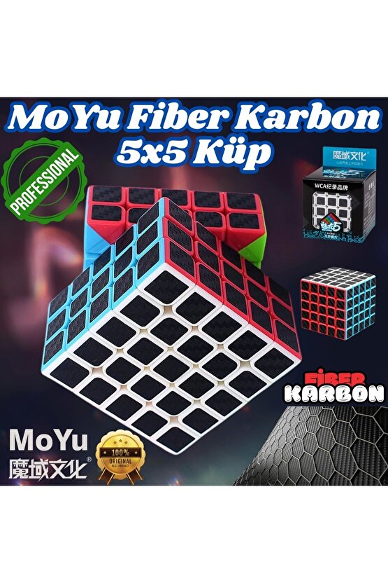 Orijinal MoYu Fiber Karbon 5x5 Küp - Moyu Speed Cube - Moyu Fiber Karbon 5x5 Zeka Küpü - Zeka Küpü -