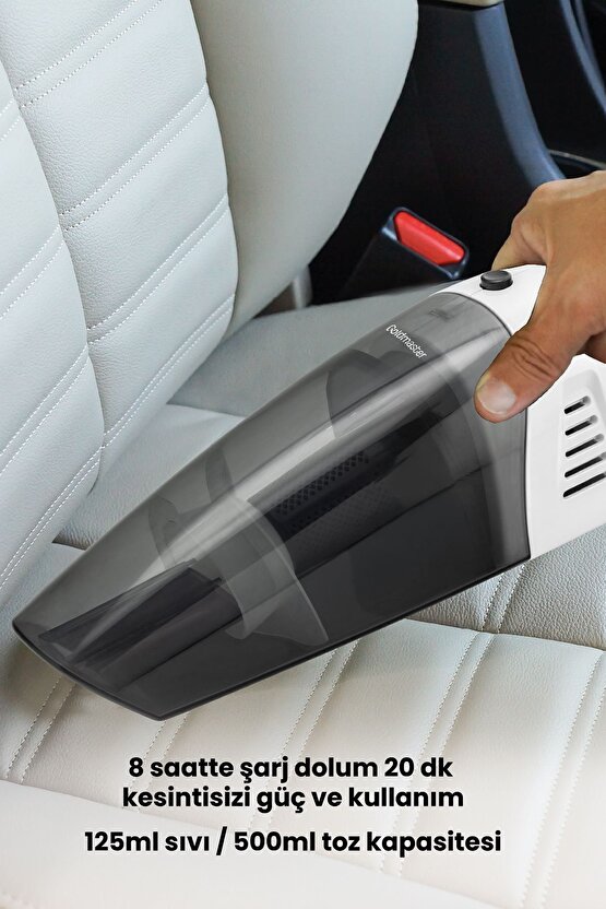 Picky Islak Kuru Siklon Filtreli Fırça Başlıklı Taşınabilir Beyaz Şarjlı El Süpürgesi GM7553B