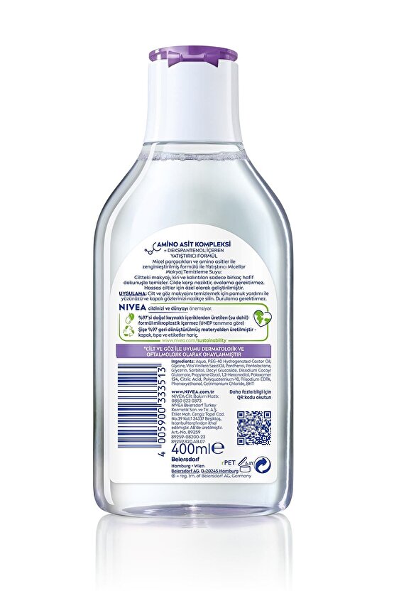 Bb Clean Yüz Makyaj Micellair Temizleme Suyu Hassas Cilt 400 ml