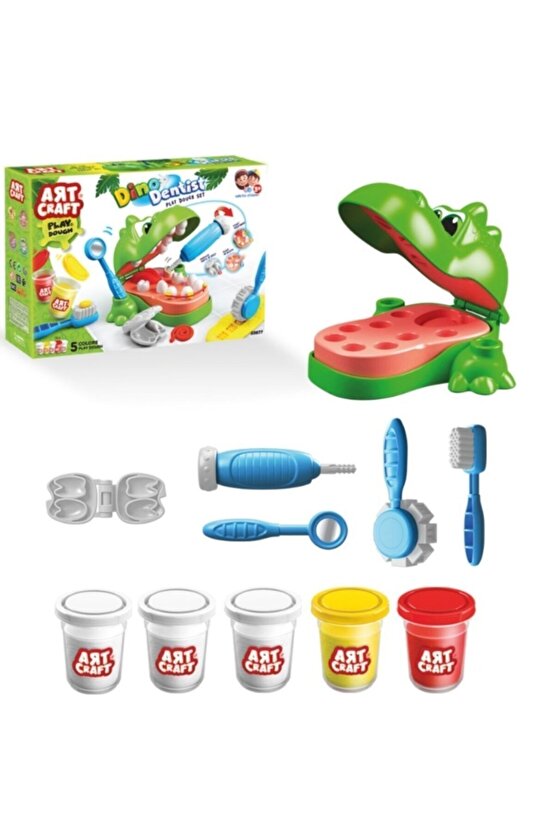 Art Craft Dino Dentist Oyun Hamuru Seti - Play Dough Dinozor Dişçi Seti