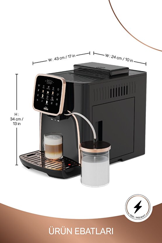 OK0028-04 Arzum Okka Espresso Pro M Tam Otomatik Espresso Makinesi - Bakır