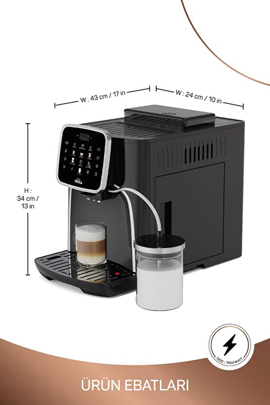 OK0028-05 Arzum Okka Espresso Pro M Tam Otomatik Espresso Makinesi -Krom