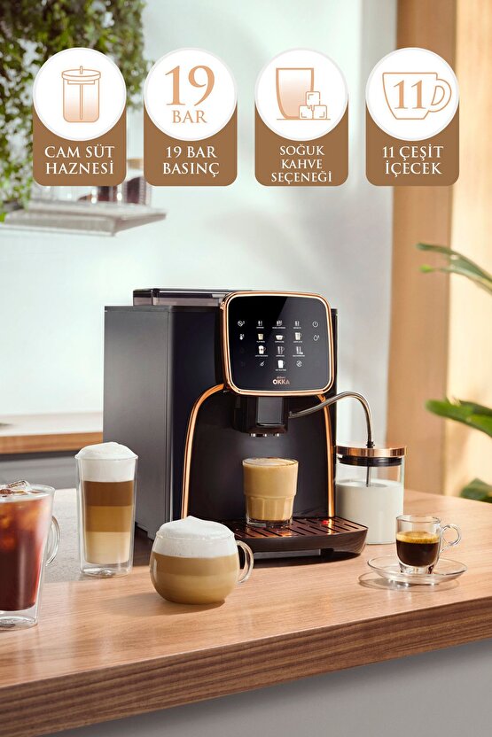 OK0028-05 Arzum Okka Espresso Pro M Tam Otomatik Espresso Makinesi -Krom