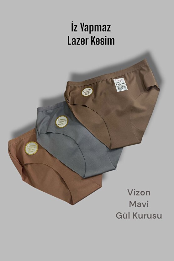 İz Yapmaz Lazer Kesim Kadın Bikini Bato Külot 3lü