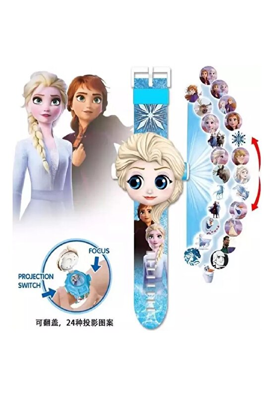 Karlar Ülkesi Frozen Elsa Dijital Saatlı Projeksiyonlu Kol Saati