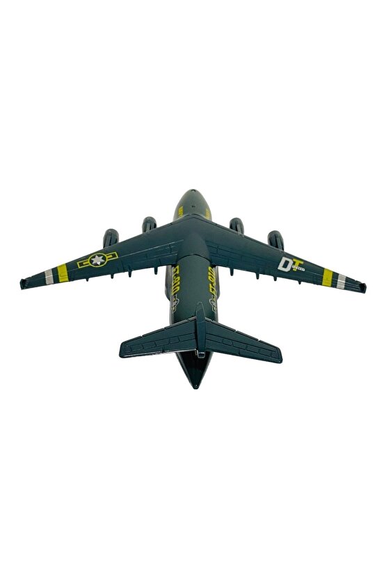 Askeri Kargo Uçağı Metal Model Mavi Işıklı Sesli Siyah