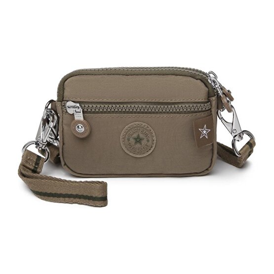 Smart Bags Çapraz Askılı Mini Çanta Krinkıl Kumaş 3177 Açık Kahve
