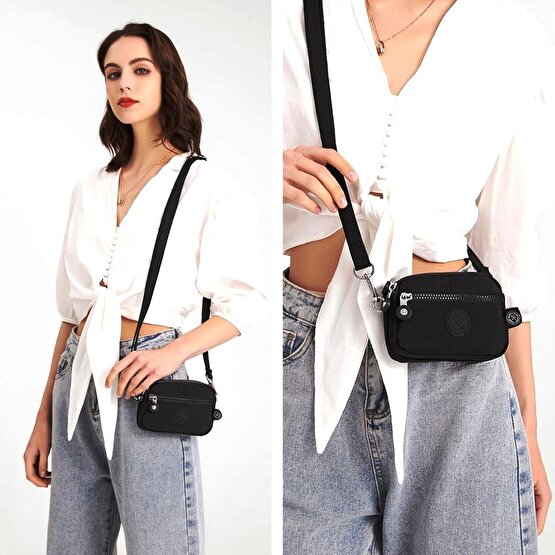 Smart Bags Çapraz Askılı Mini Çanta Krinkıl Kumaş 3177 Açık Kahve