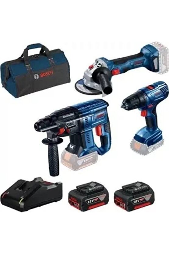 Gsr18v-50şarjlı Vidalama Gws180şarjlı Taşlama Gbh180 Şarjlı Kırıcıdelici 2x4ah Akü1xdolm Cihaz